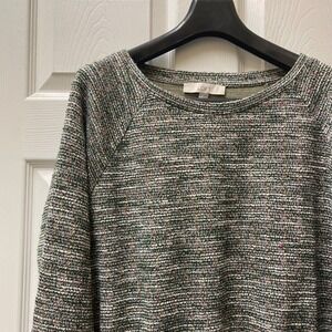 LOFT Women XL Multicolor Spacedye Textured Knit Boat Neck Pullover Tunic Knit